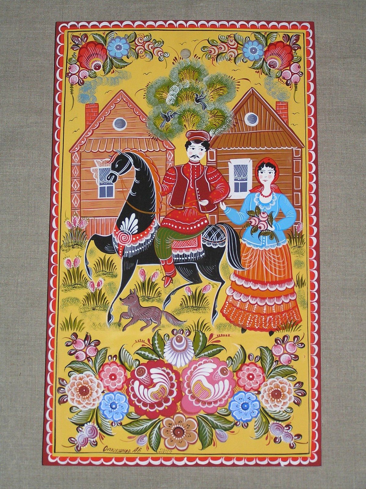 Городецкая роспись всадник на коне