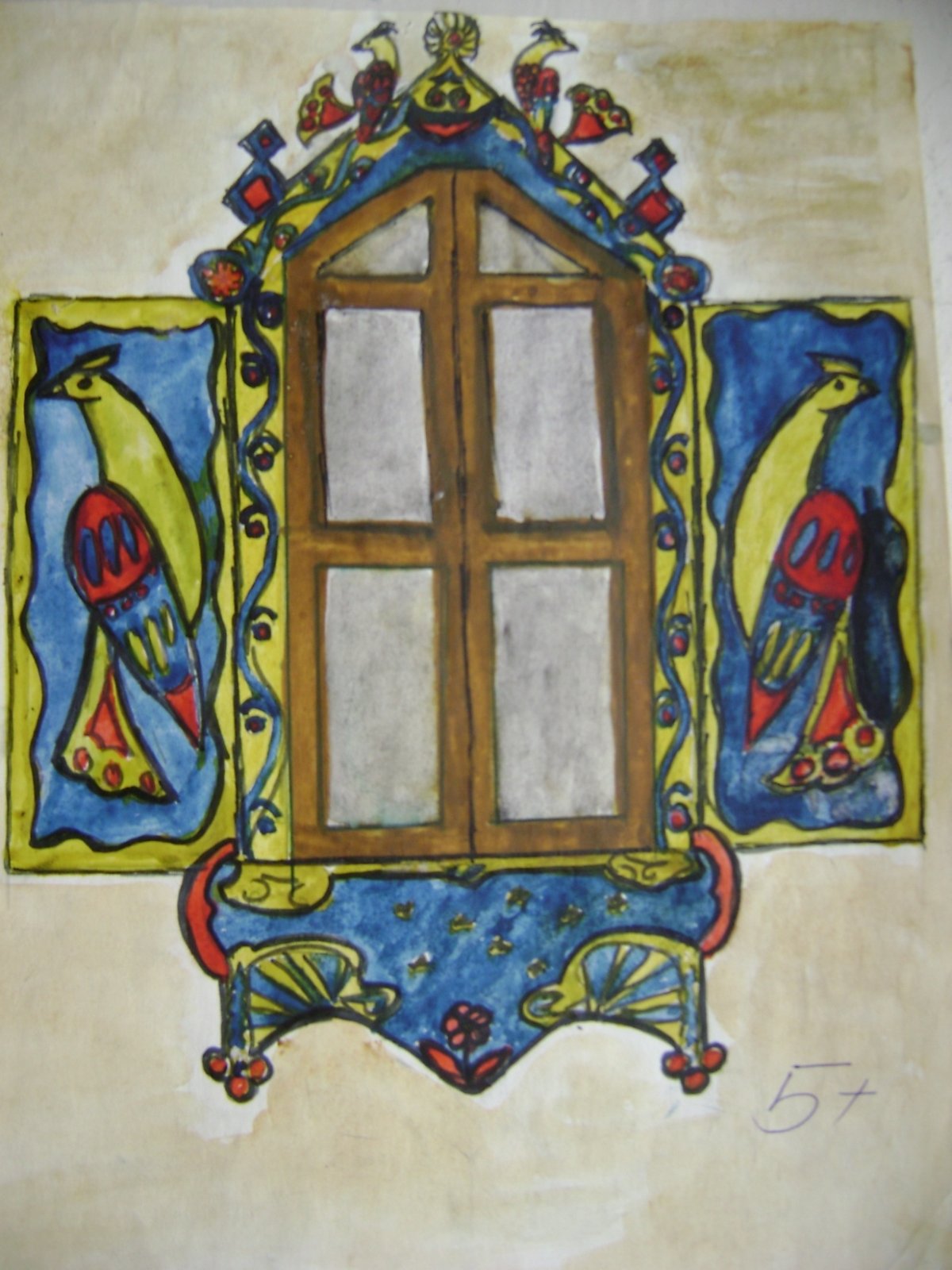 Рисунок наличников акварель