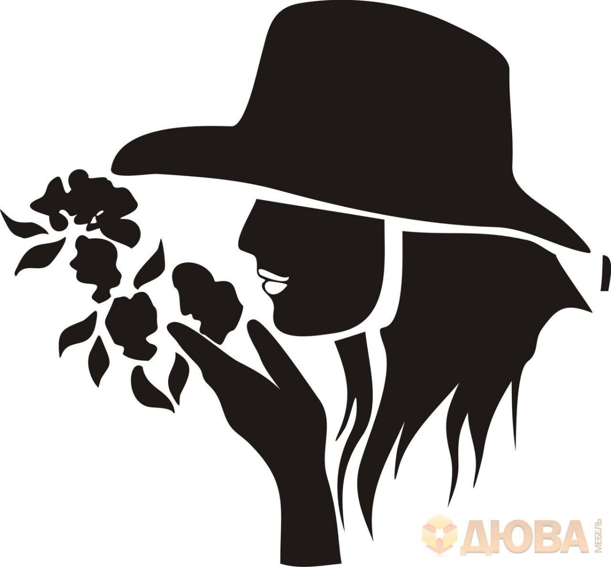 Силуэт девушки в шляпе