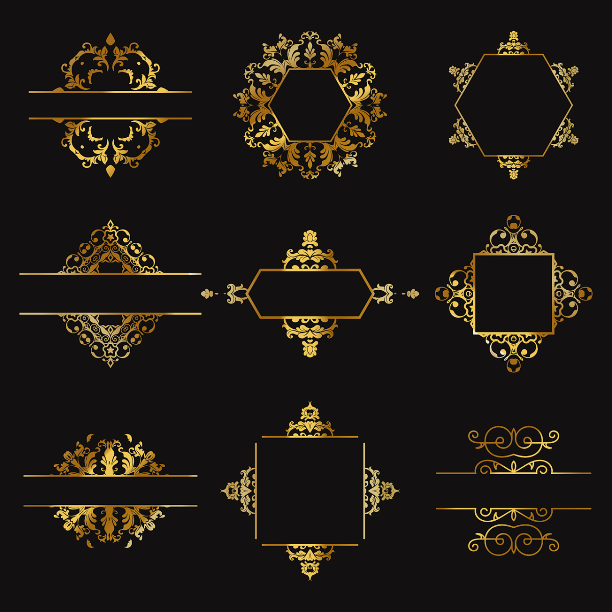 Баннер черный с золотом