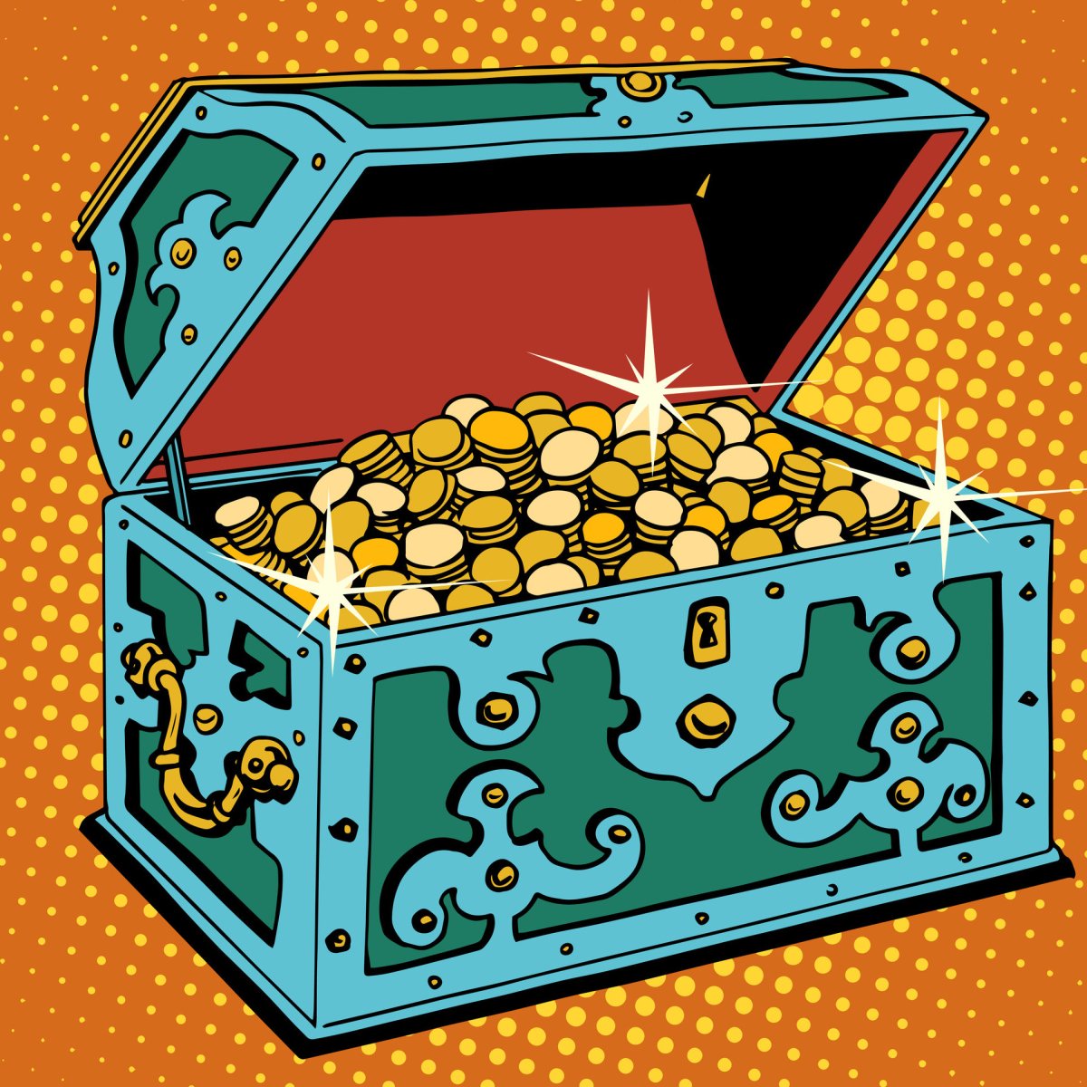 Сундук с монетами арт