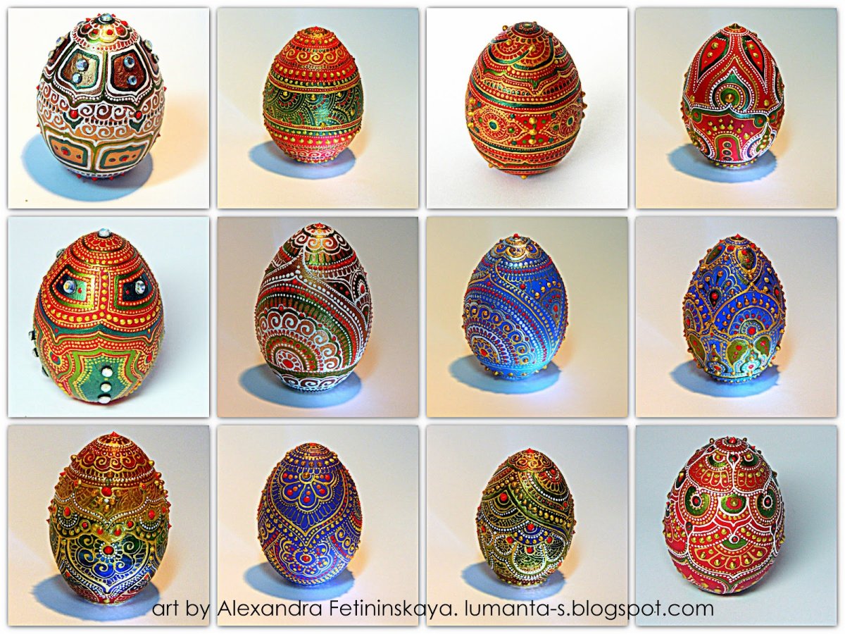 Пасхальные яйца роспись точками