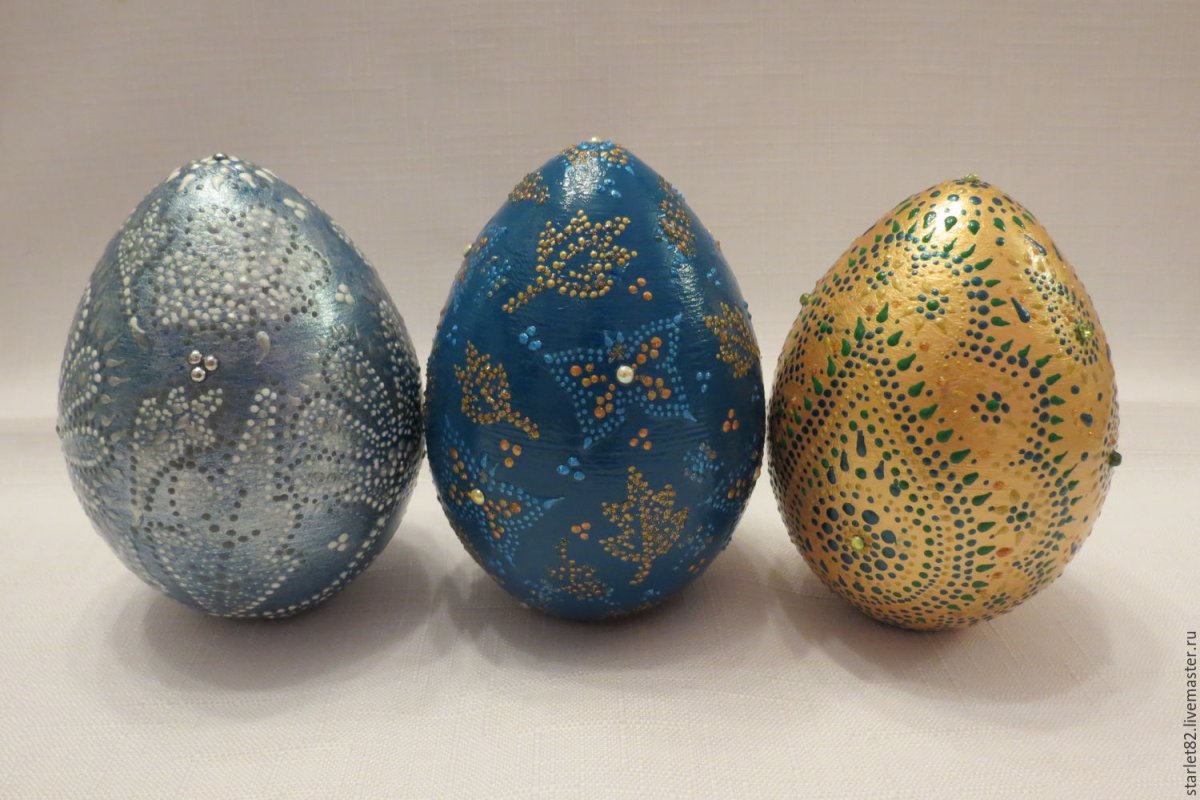 Точечная роспись яйца деревянного