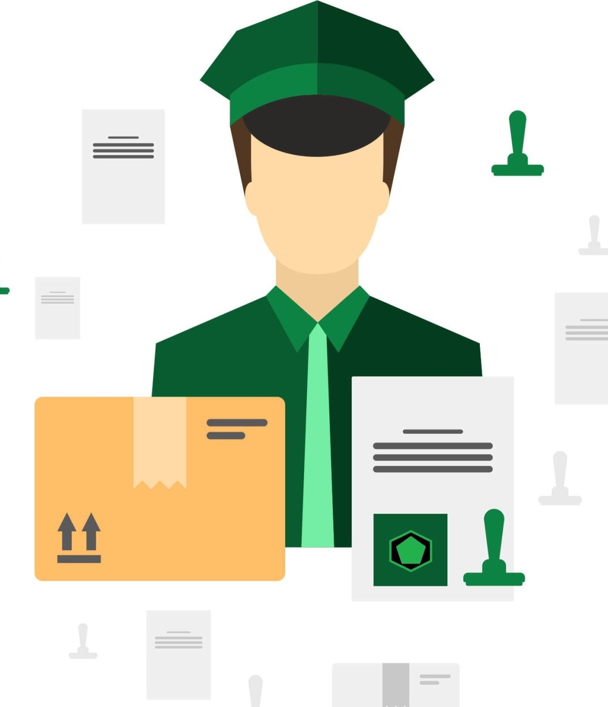 Таможенник на белом фоне