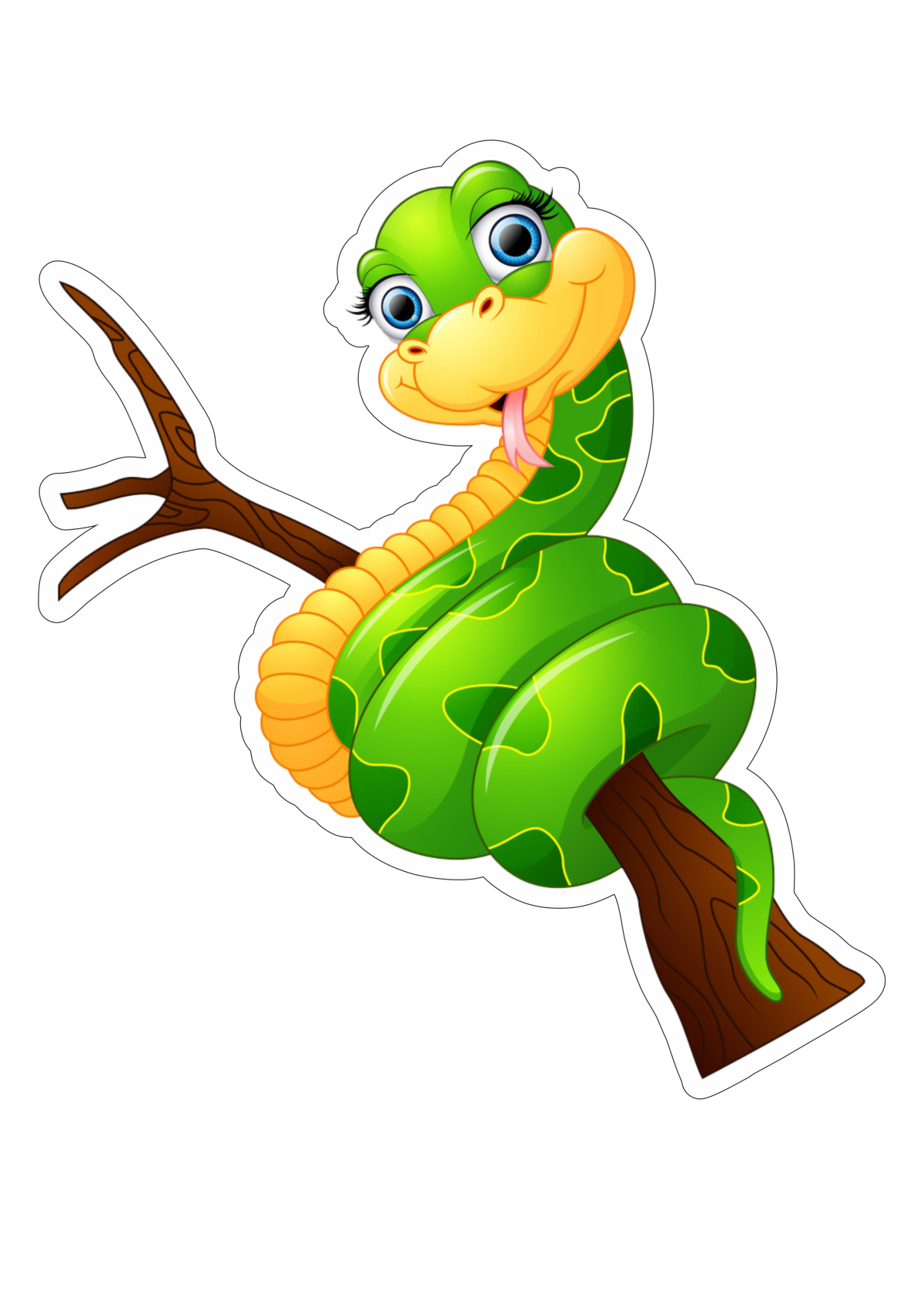 Змейка мультяшная на ветке