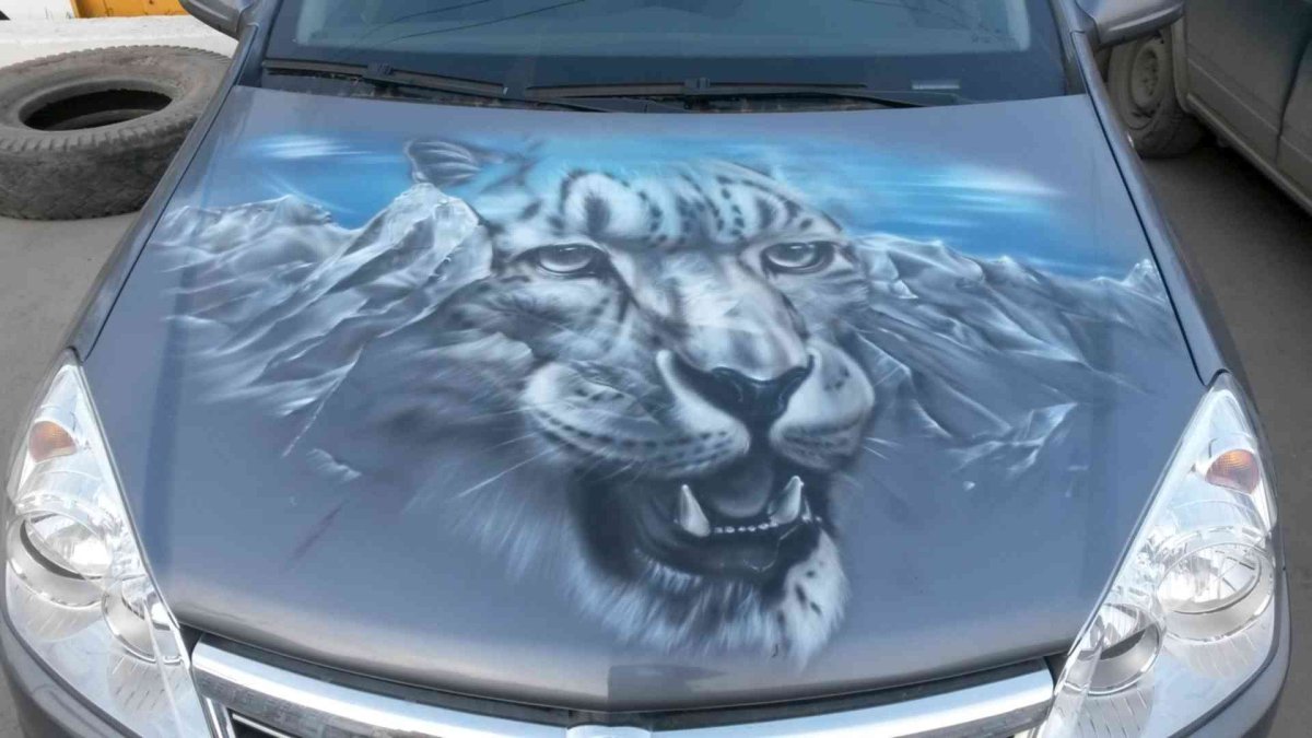 Аэрография на капот автомобиля