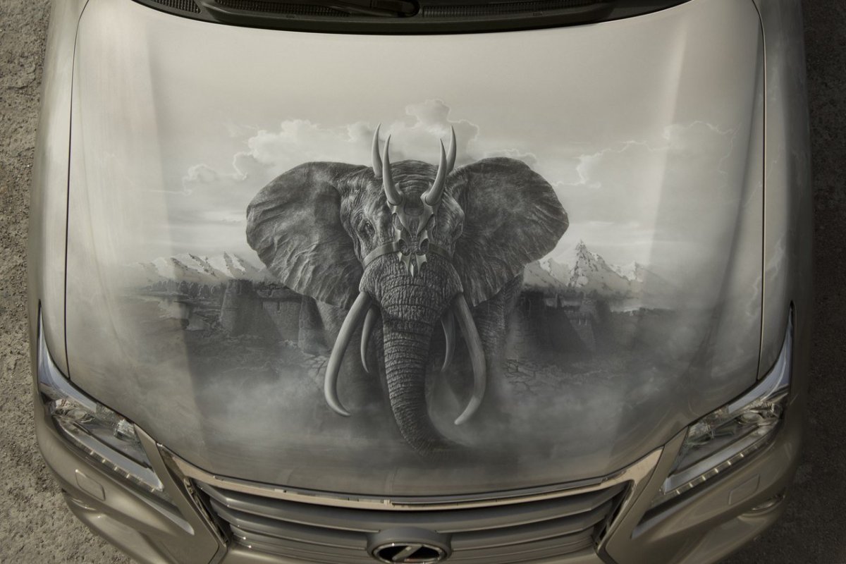 Рисунок на капоте автомобиля