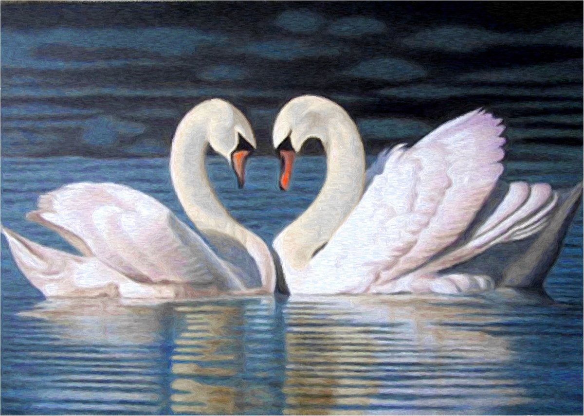 Картина два лебедя