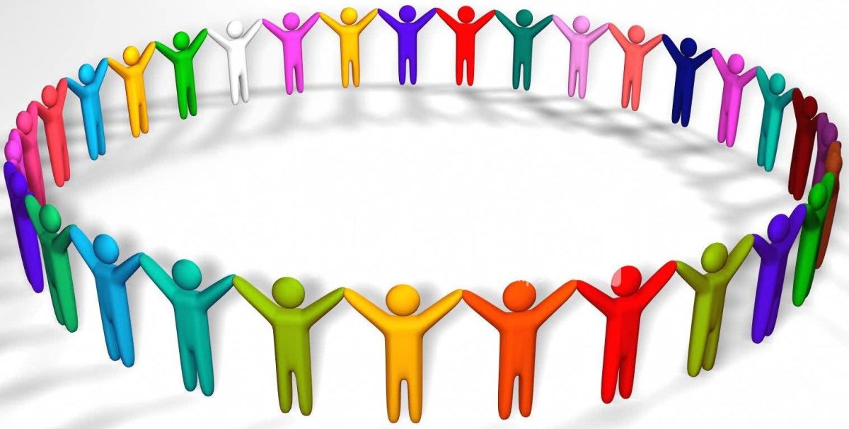 Человечки держатся за руки в кругу