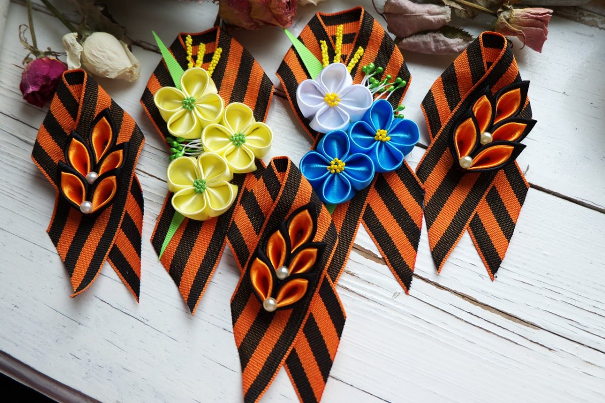 Георгиевская ленточка канзаши мастер класс