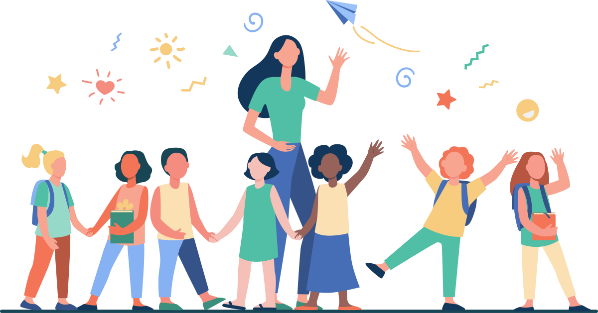 Дети и вожатые рисунок