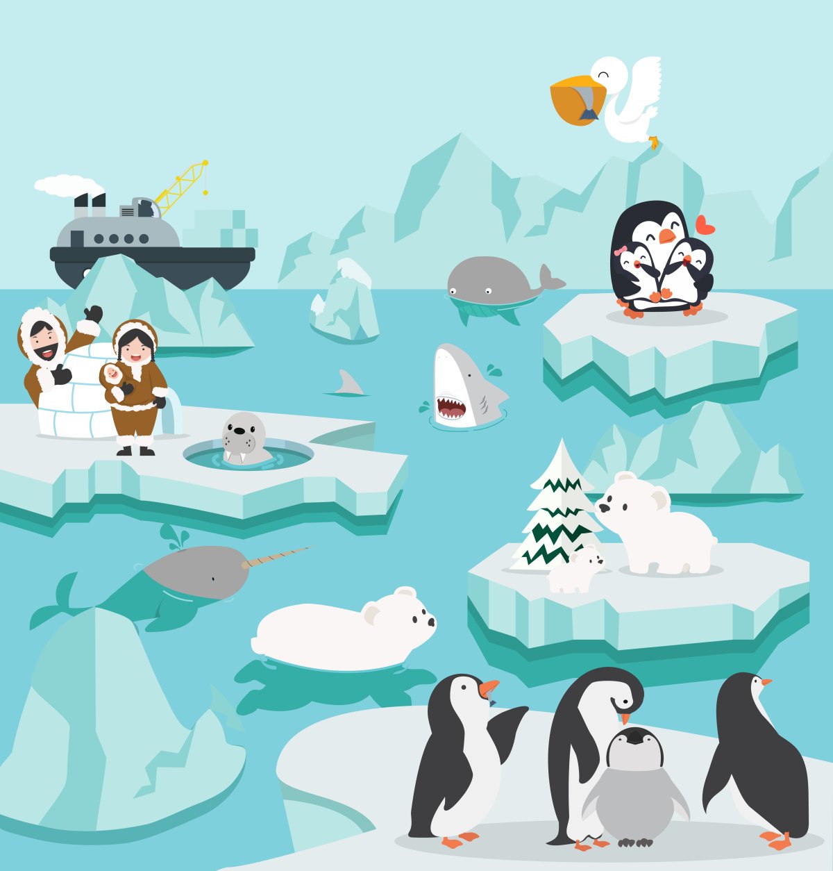 Животные Арктики мультяшные