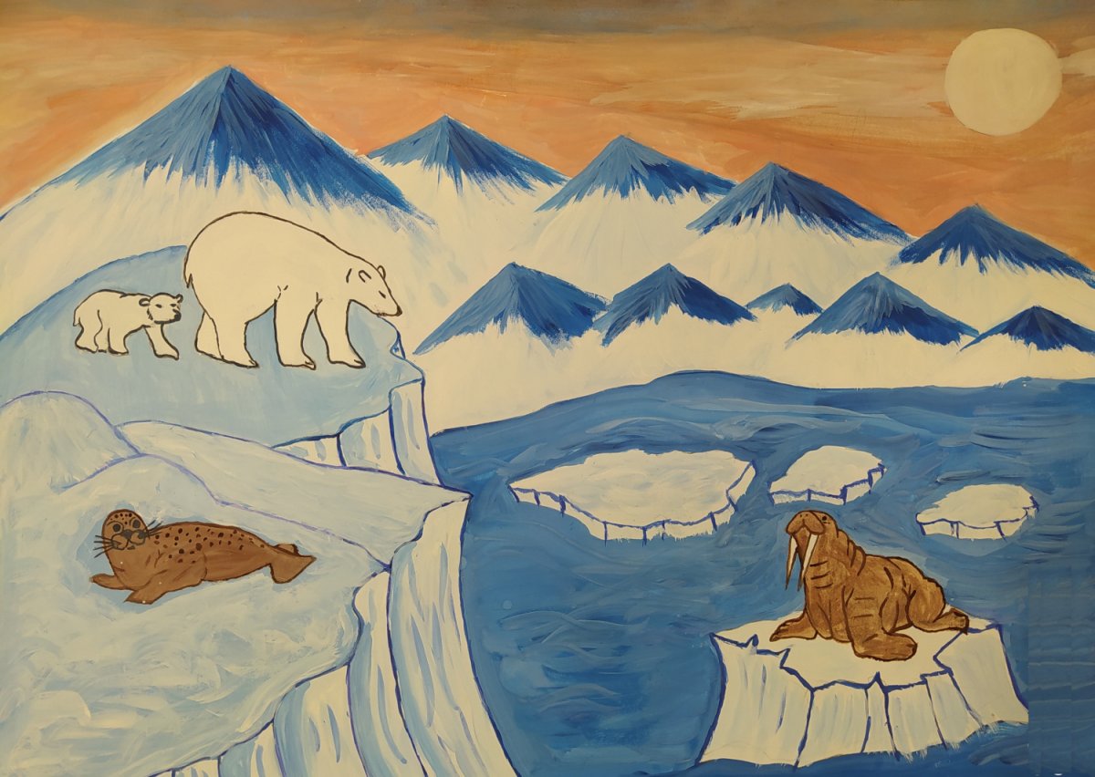 Нерпа на льдине рисунок