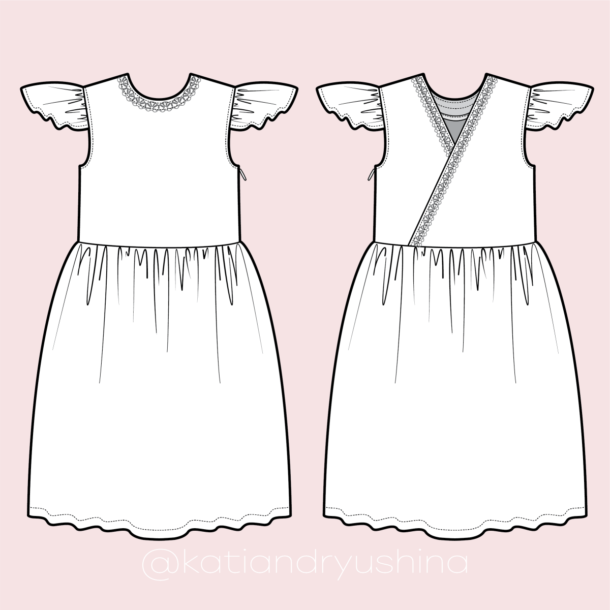Технический рисунок детского платья