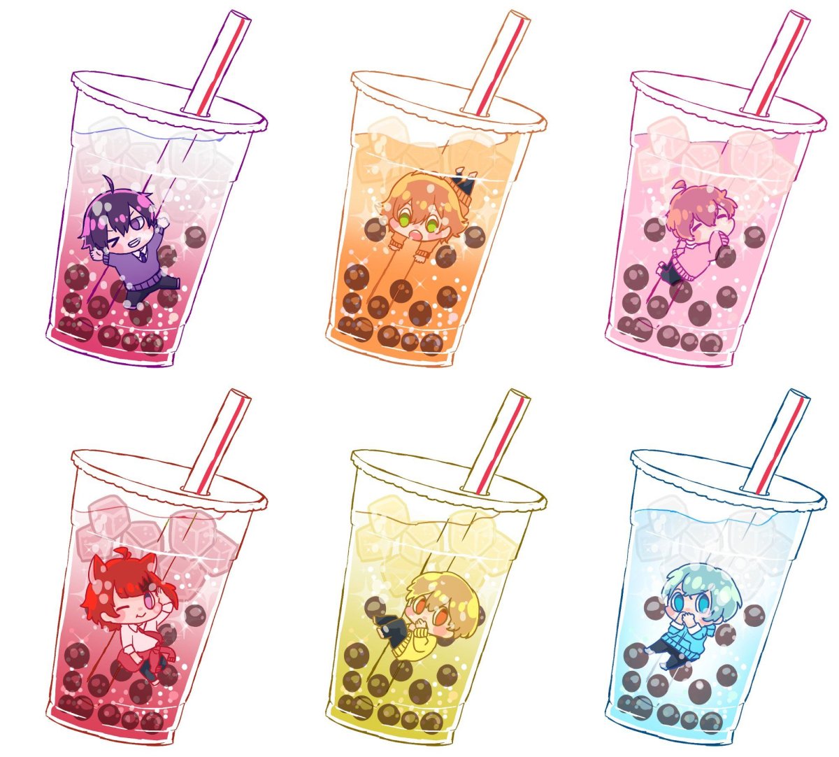 Стикеры бабл ти