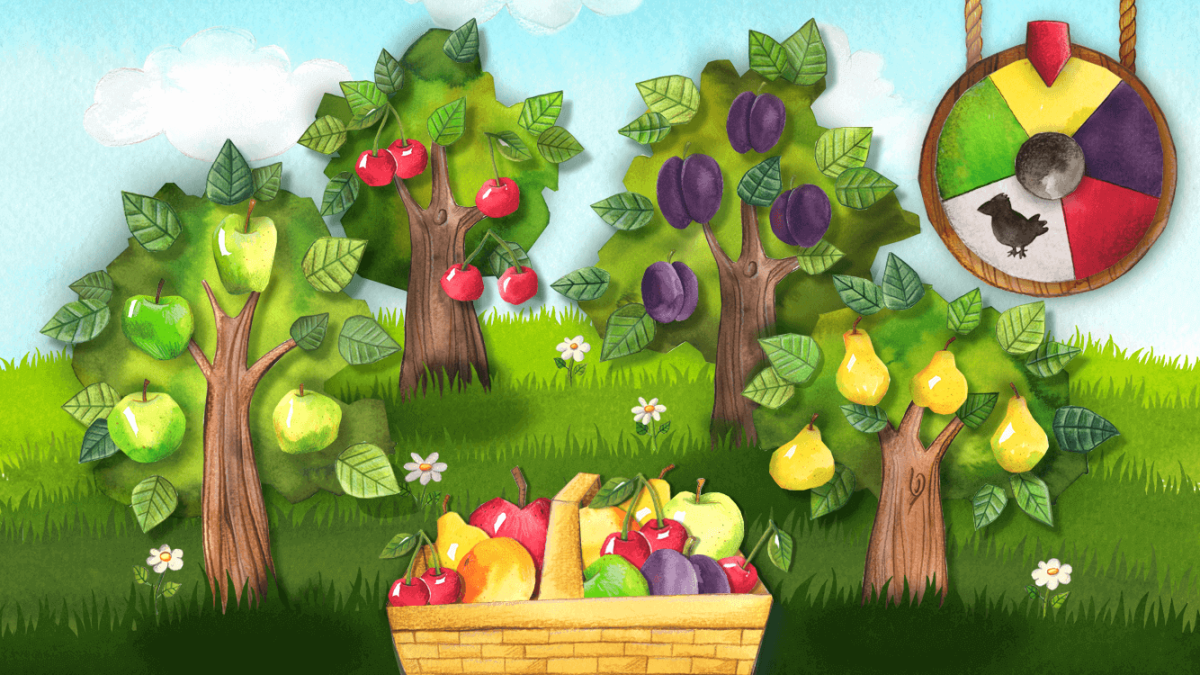 Сад с фруктовыми деревьями для детей