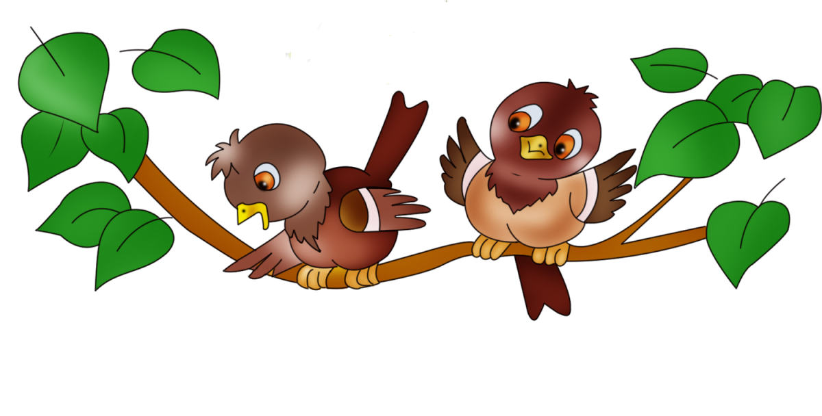 Воробей на ветке для детей