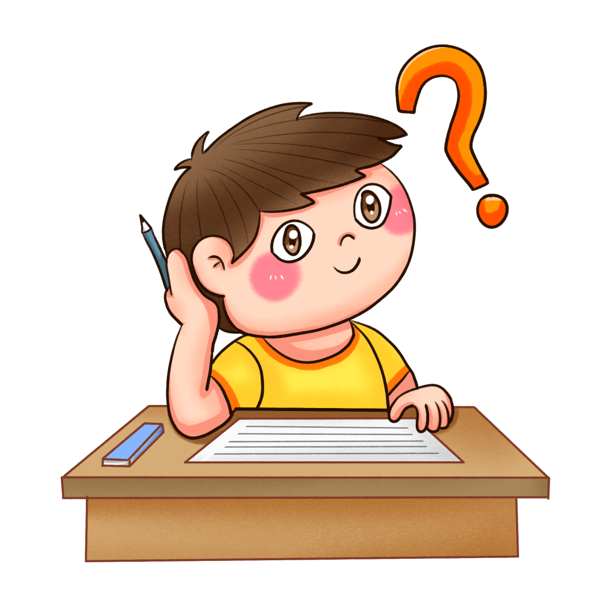 Ученик думает на прозрачном фоне