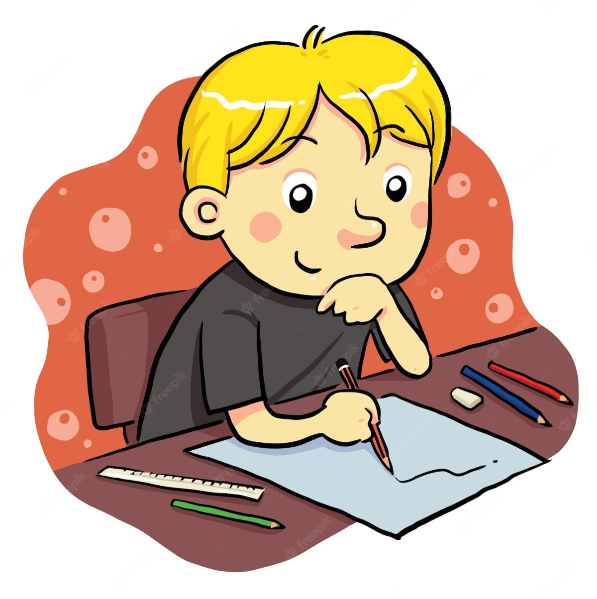 Ученик думает мультяшка