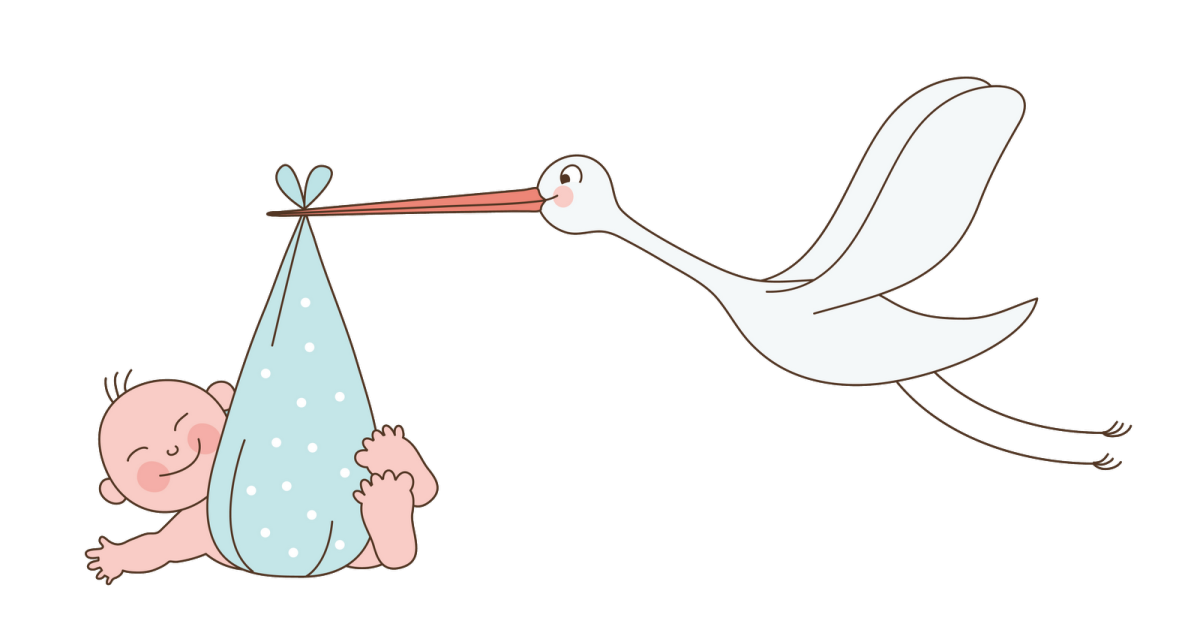 Картинка с аистом и новорожденным