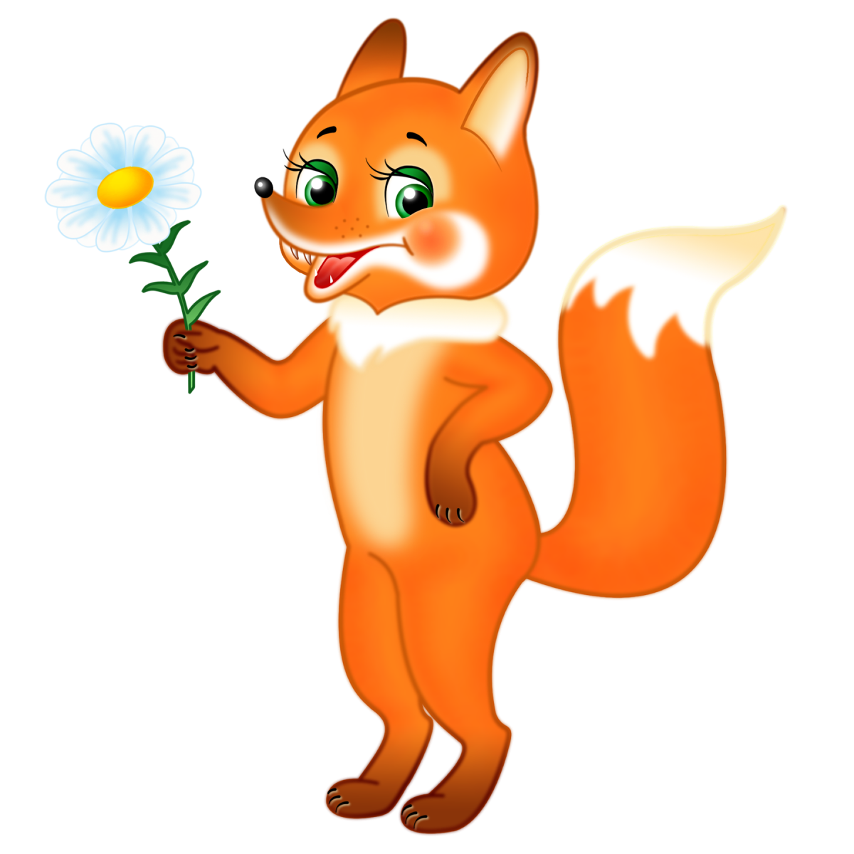 Лиса мультяшная на белом фоне
