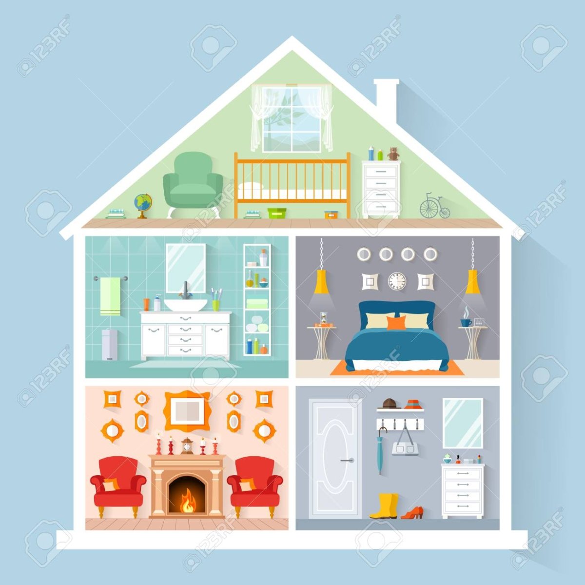 Домик комната вектор