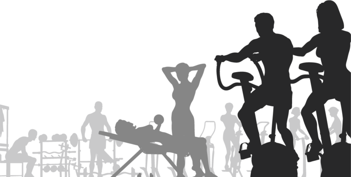 Силуэты занятий спортом в зале