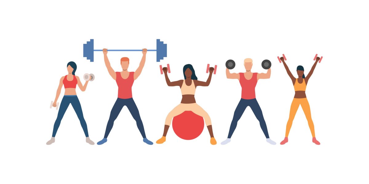 Фитнес на белом фоне