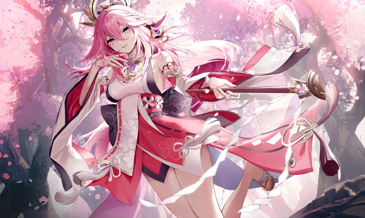 Genshin Impact Яэ Мико арты