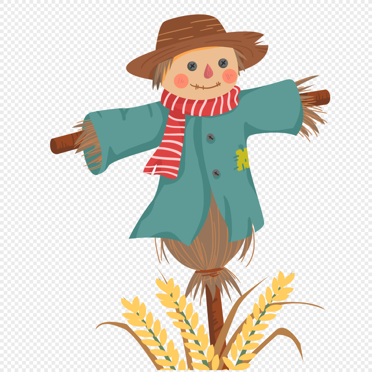 Пугало огородное на белом фоне