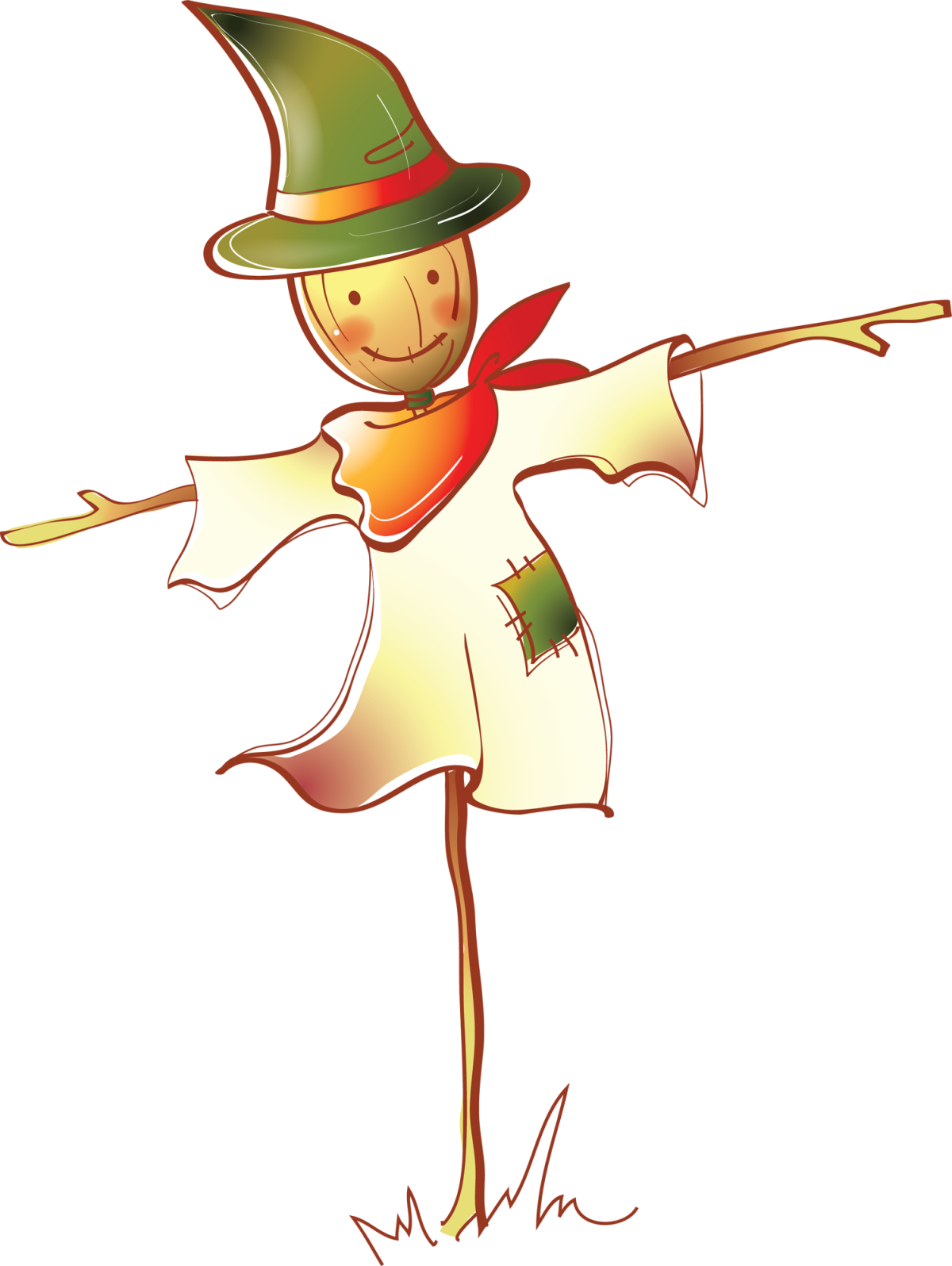 Пугало огородное на белом фоне