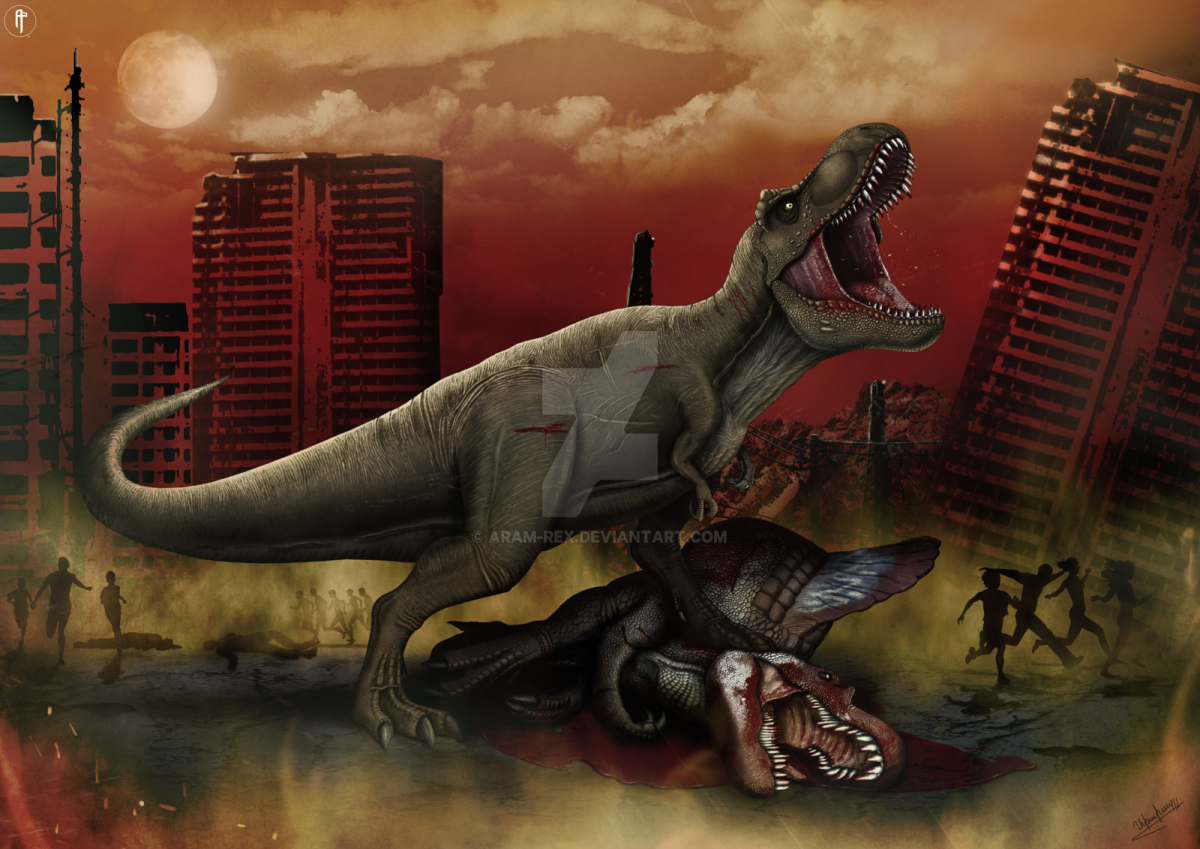 Парк Юрского периода Тираннозавр рекс и Спинозавр