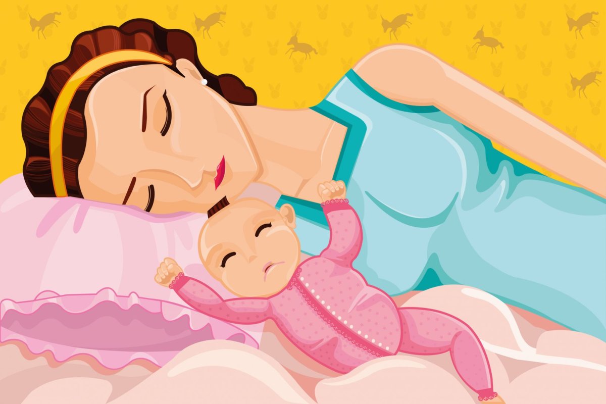 Мама и ребенок спят вектор