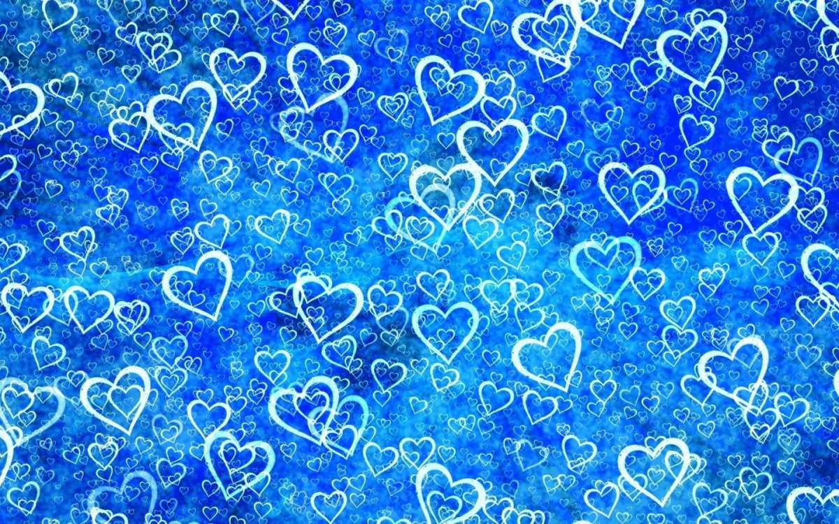 Синий фон с сердечками