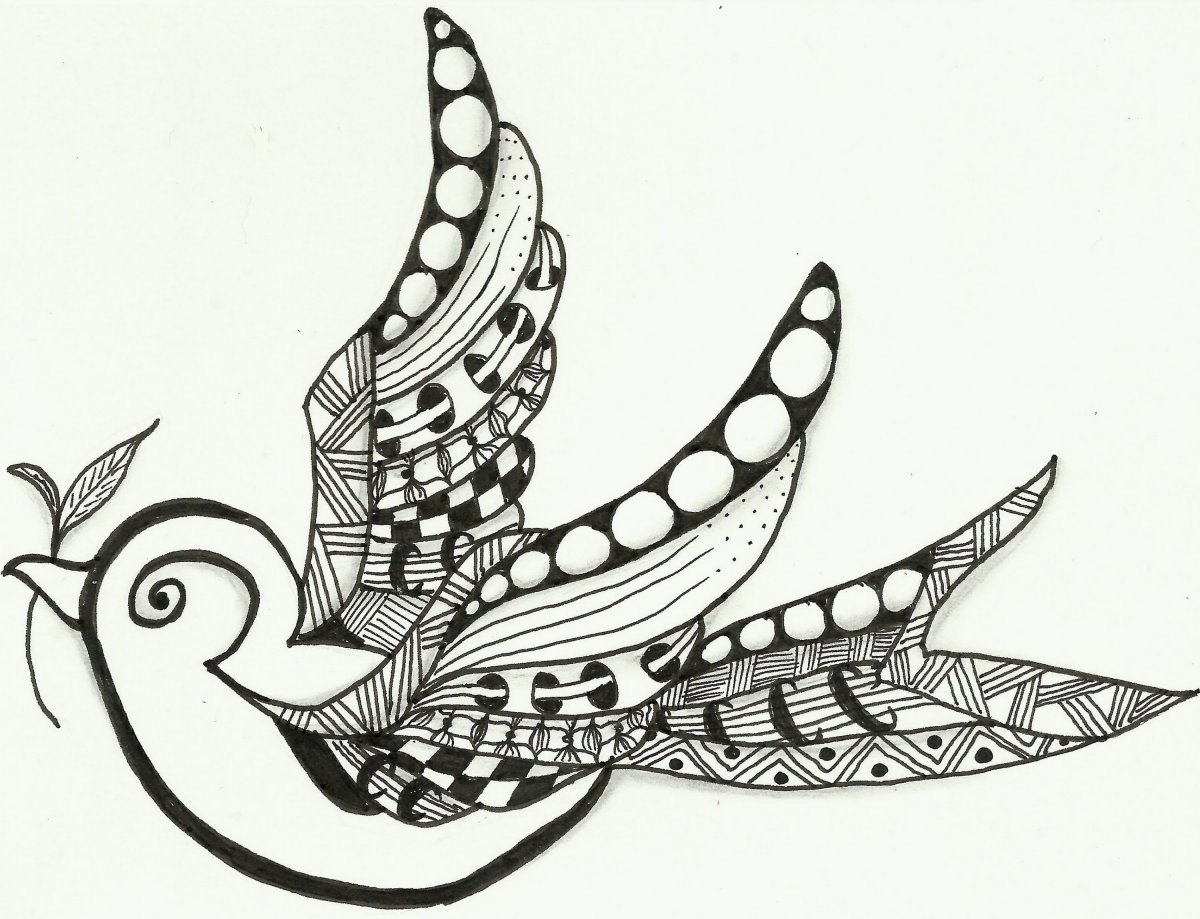 Птица Зентангл для детей