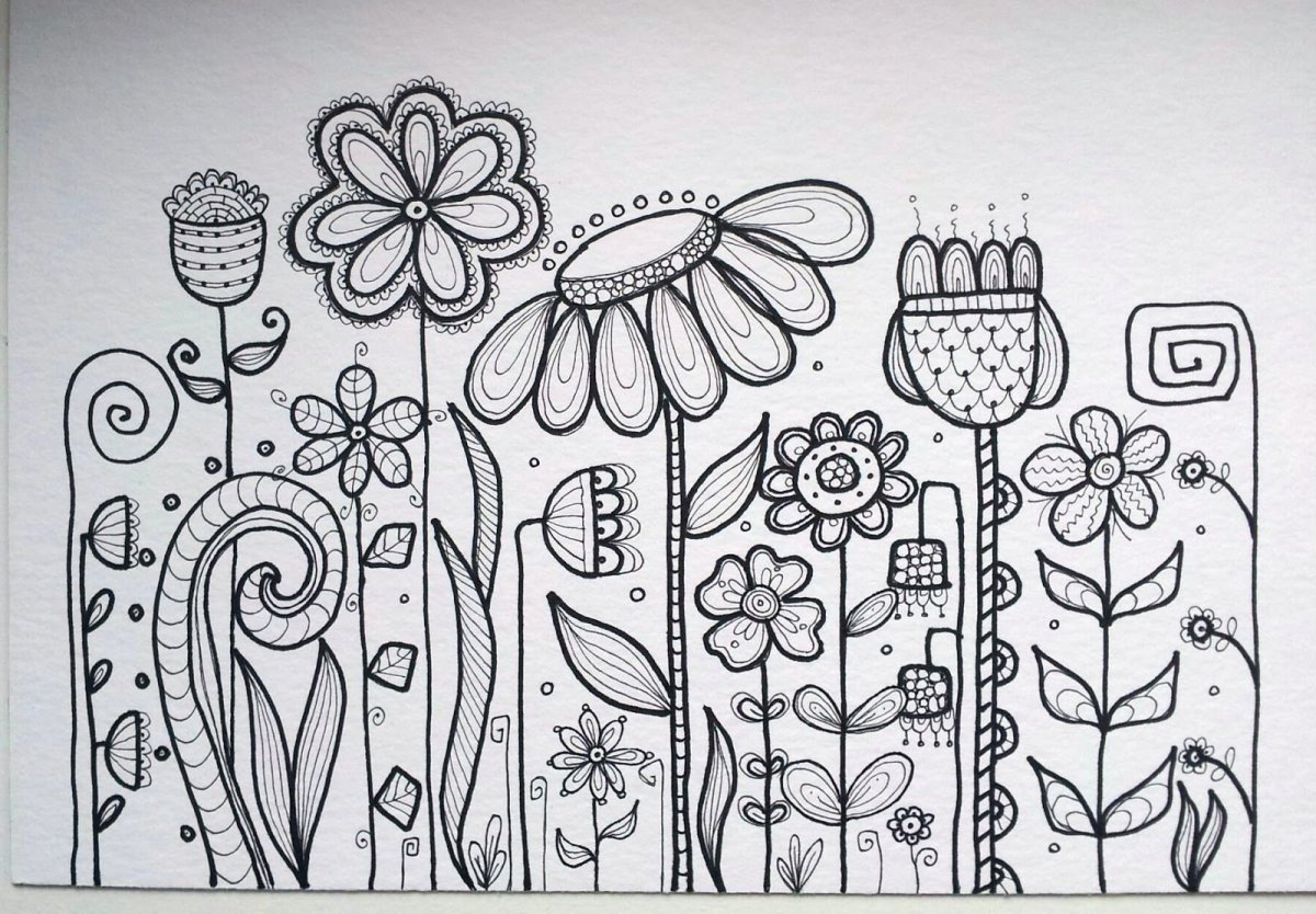 Дудлинг цветы