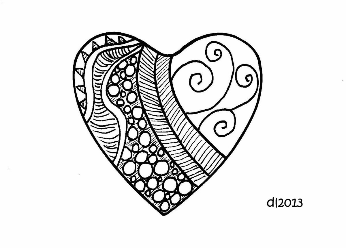 Сердечки в стиле дудлинг