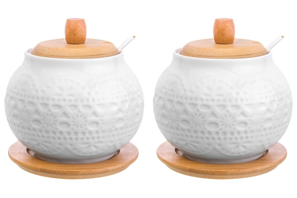 Сахарница "цветок", с ложкой, на деревянной подставке, 13x11x6,5 см, 400 мл