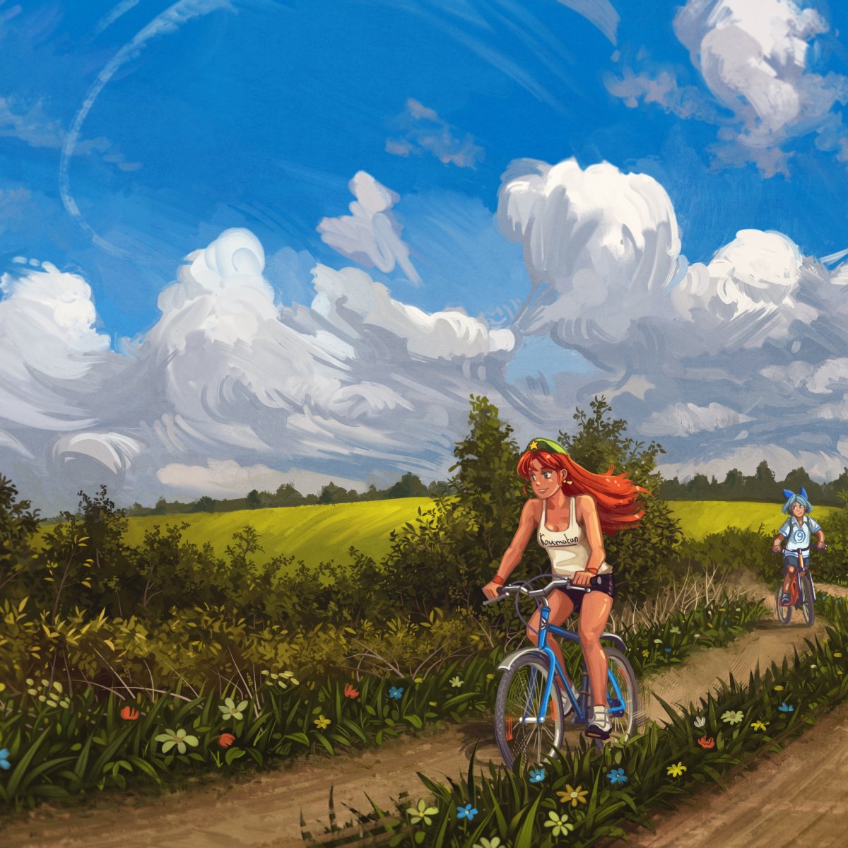 Пейзаж лето с людьми