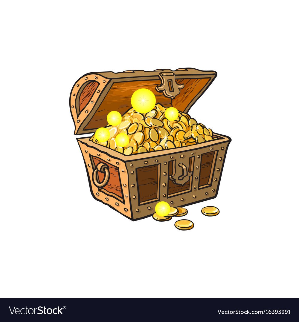 Сундук с монетами мультяшный