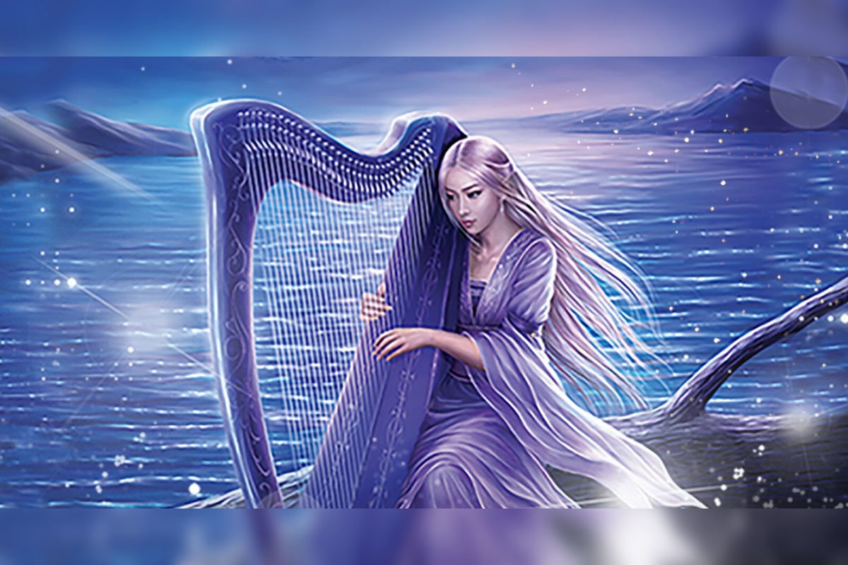 Арфа на черном фоне