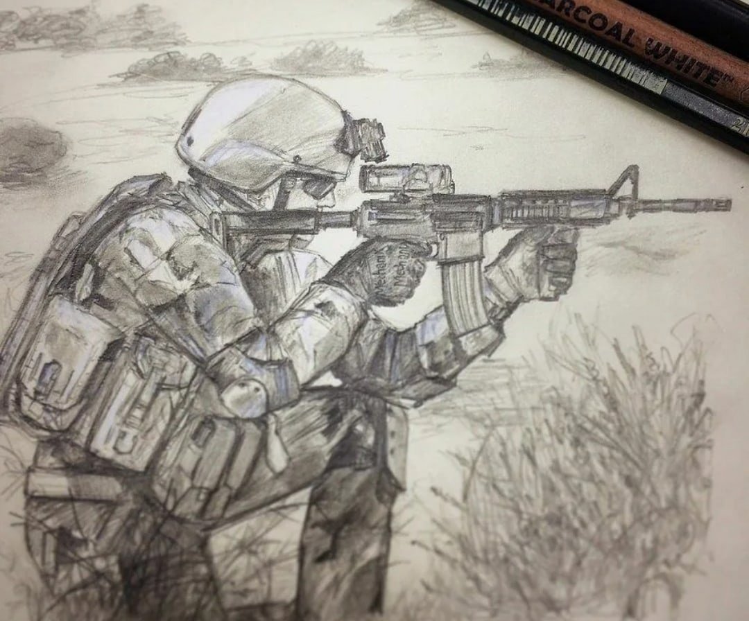 Рисунок спецназовца карандашом