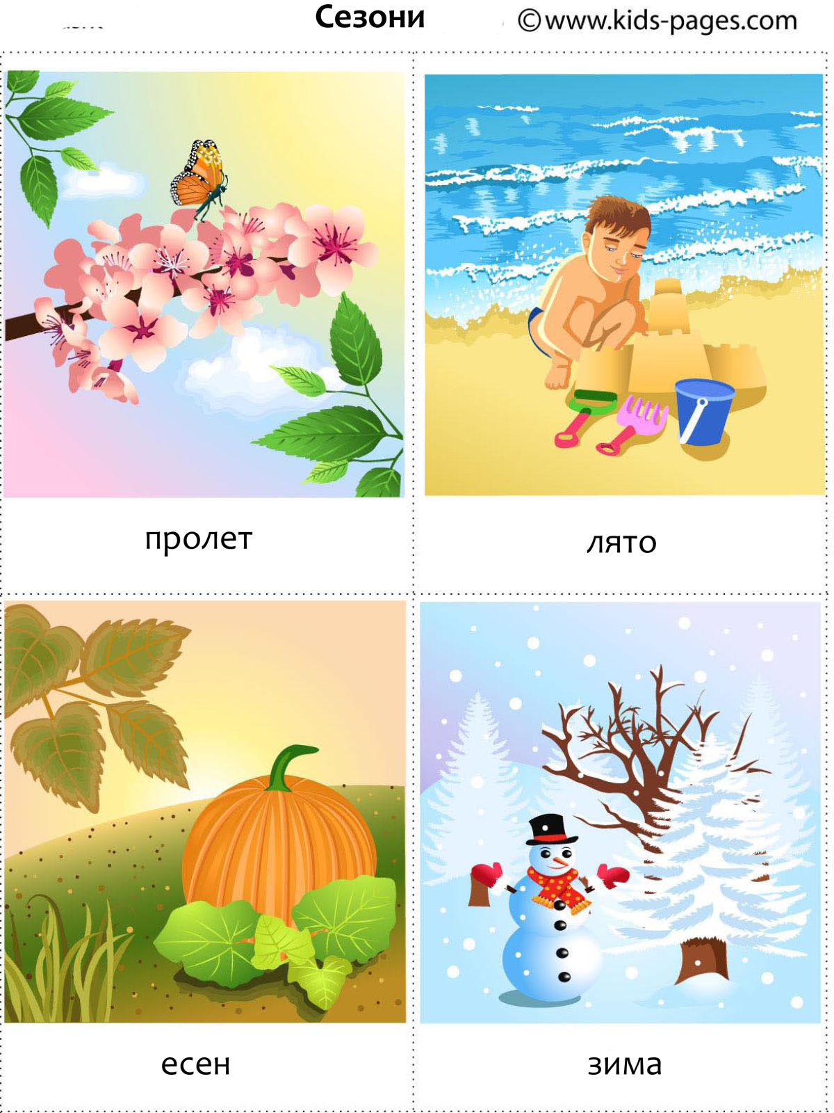 Карточки зима Весна лето осень