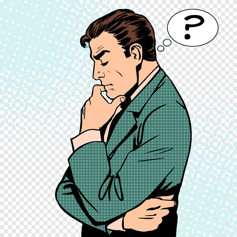 Человечек думает на прозрачном фоне