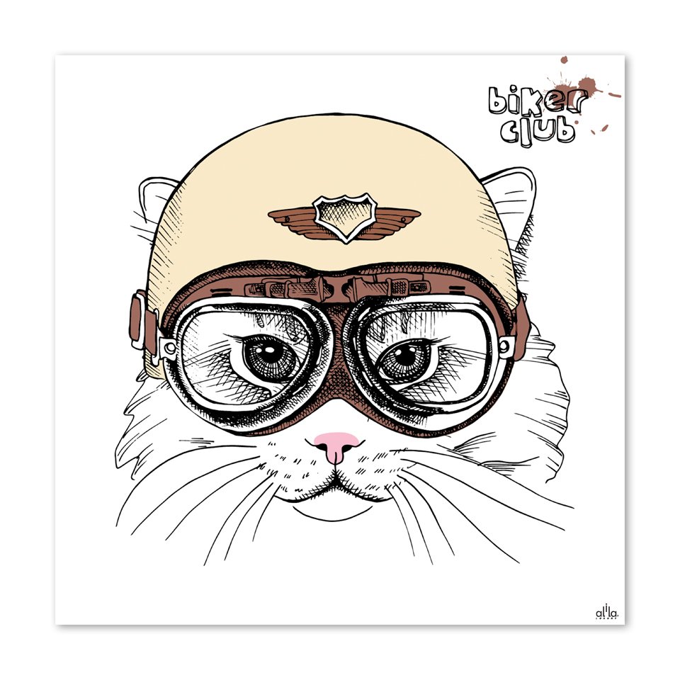 Кот в шлеме рисунок