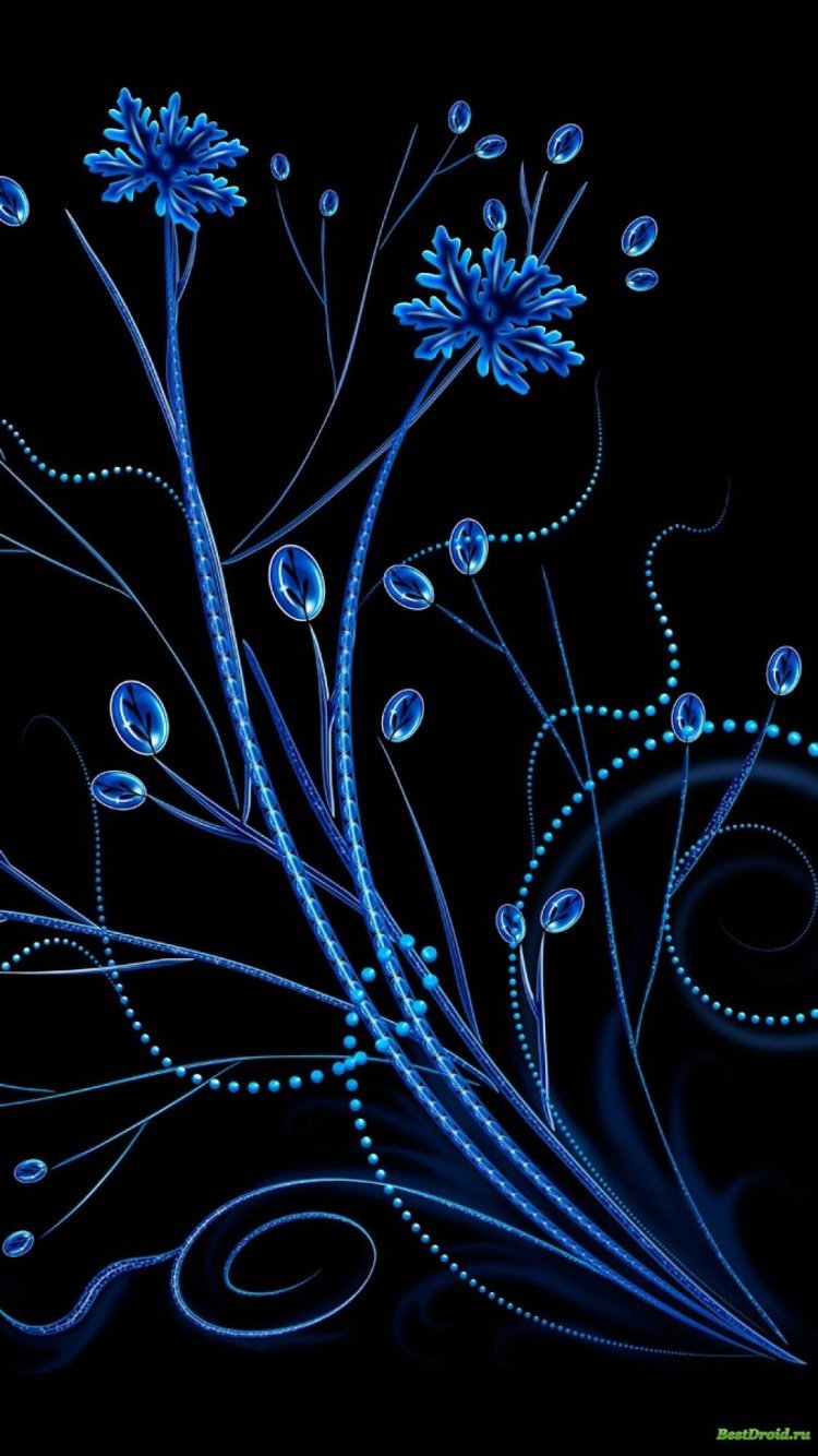 Синие узоры на черном фоне