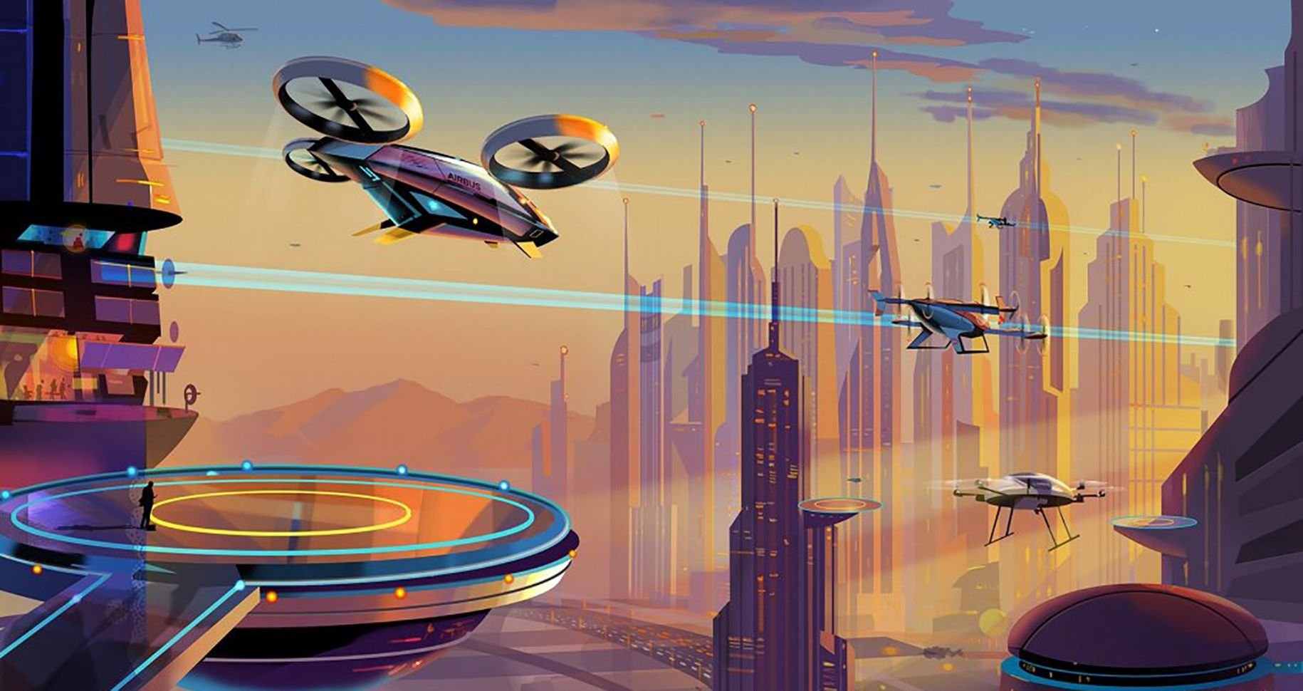 Технологии через 100 лет. Город будущего. Картины будущего. Город будущего с летающими машинами. Город в будущем.