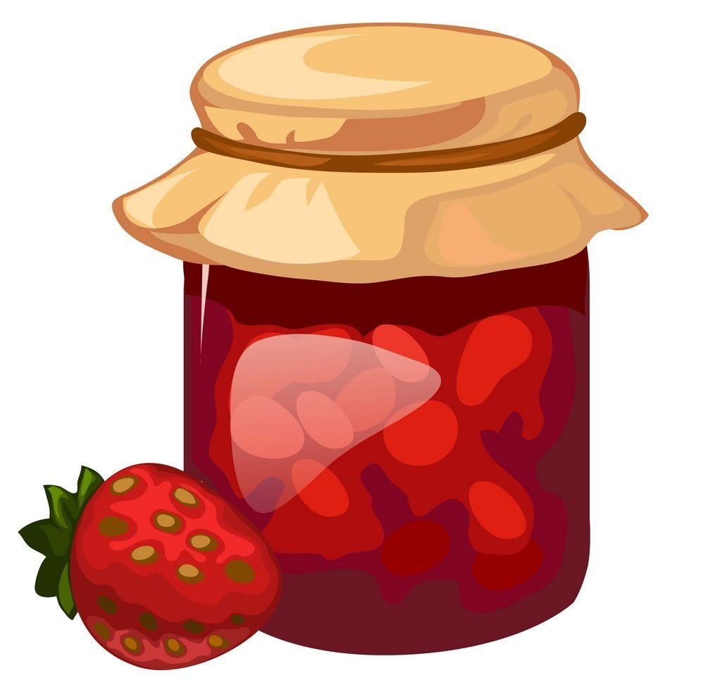 Вкусное варенье мультяшный на белом фоне