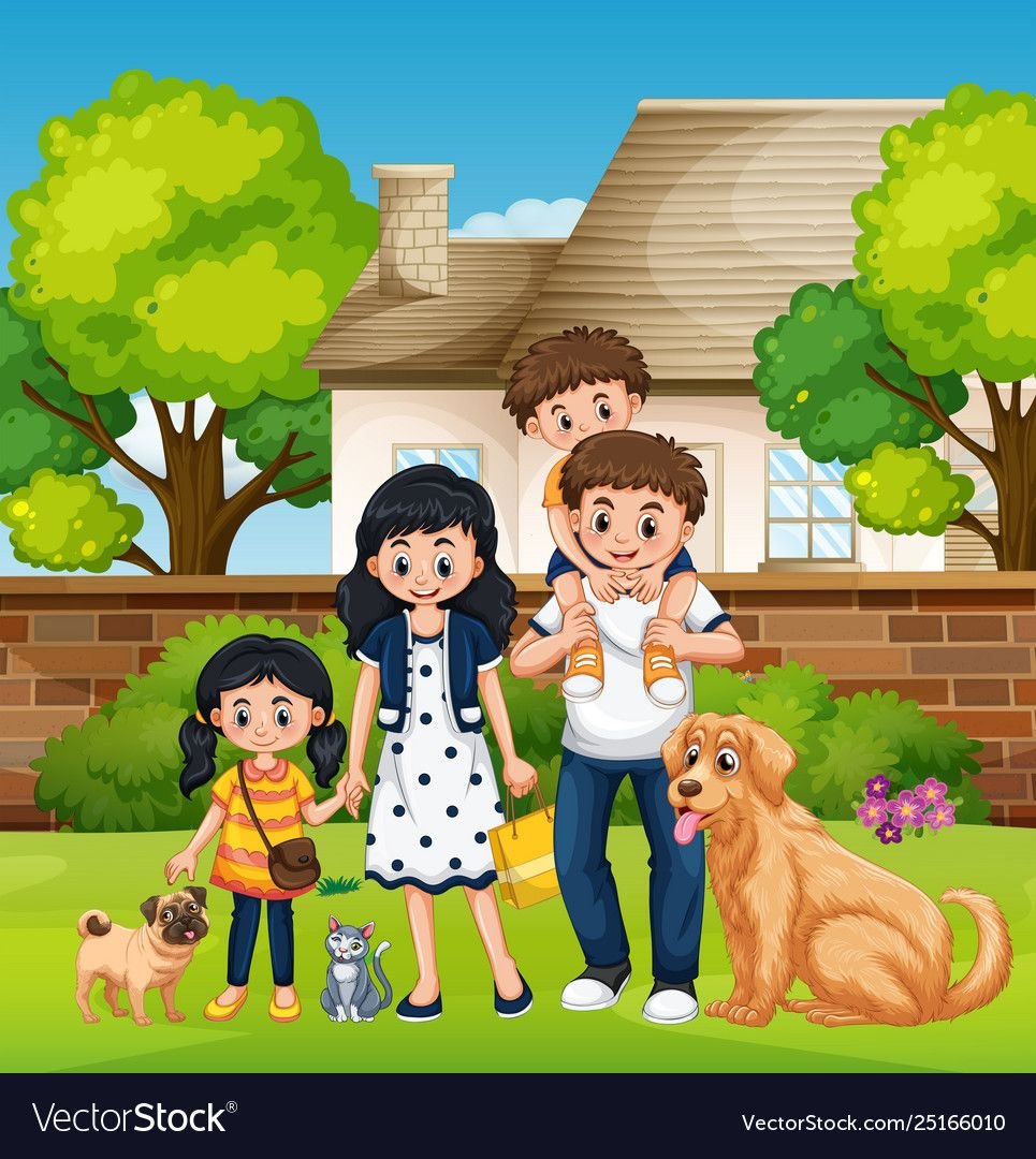 Семья с собакой рисунок