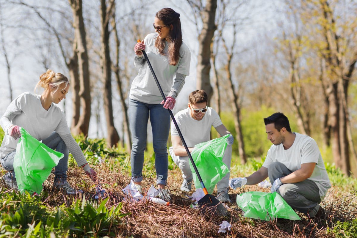 Уборка мусора в парке
